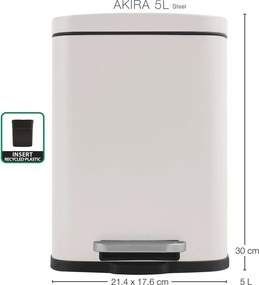 Matne biely nášľapný oceľový odpadkový kôš 5 l Akira – Spirella