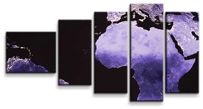 Sablio Obraz - 5-dílný Světelná Mapa sveta - 100x60 cm