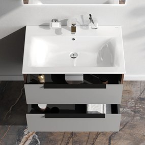 Skrinka s umývadlom 80 AM.PM Flash MNAFHX0802GM závesná, 2 zásuvky, matný grafitový