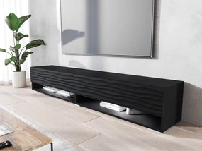 TV stolík/skrinka Adenik 180 MDF, Farby: čierny grafit / čierna fala, Osvetlenie: osvetlenie LED RGB - farebné