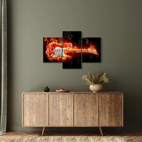Obraz - Gitara v plameňoch (90x60 cm)