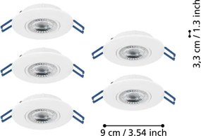 Eglo 300185 - Sada 5× LED zapustených stropných svietidiel GEDREZ LED/4,9W/230V pr. 9 cm, biela