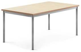 Stôl SONITUS, 1400x800x600 mm, linoleum - béžová, strieborná
