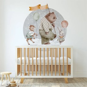 Gario Detská nálepka na stenu Dreamland - srnka, medvedík a zajačik Rozmery: 75 x 71 cm