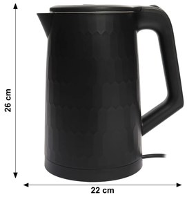 Bauerkraft Bezdrôtová cestovná rýchlovarná kanvica 1500 W 1,8 l otočná čierna