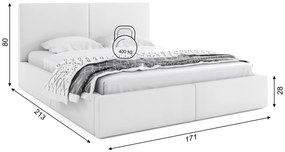 BMS GROUP Čalúnená posteľ HILTON 160x200cm výklopná biela
