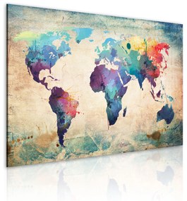 Artgeist Obraz - Rainbow-hued map Veľkosť: 30x20, Verzia: Na talianskom plátne