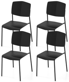 Jedálenská stolička Sada 4 stoličiek Kuchynské stoličky s operadlom Stohovateľné kuchynské stoličky farebné Barva: Čierna