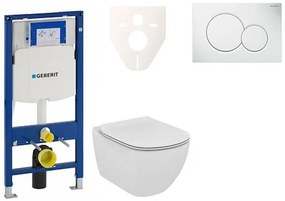 Cenovo zvýhodnený závesný WC set Geberit do ľahkých stien / predstenová montáž + WC Ideal Standard Tesi 111.300.00.5NE1