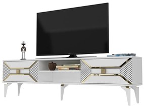 TV stolík/skrinka Velono (biela + zlatá) . Vlastná spoľahlivá doprava až k Vám domov. 1095243
