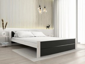 Posteľ IKAROS DOUBLE 160 x 200 cm, antracit/biela Rošt: S latkovým roštom, Matrac: Matrac DELUXE 10 cm