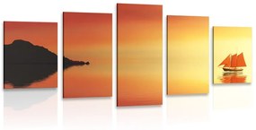 5-dielny obraz oranžová plachetnica Varianta: 100x50