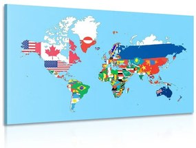 Obraz mapa s vlajkami jednotlivých krajín