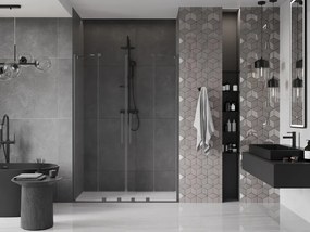 Mexen Velar Duo, posuvné sprchové dvere do otvoru 140 cm, 8mm číre sklo, brúsený grafit, 871-140-000-02-95
