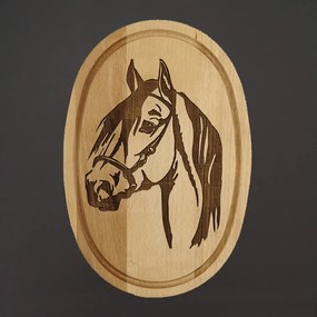 AMADEA Drevená servírovacia doska - podnos oválne kôň, masívne drevo, 30 cm
