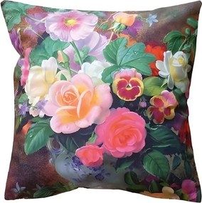 Vankúšová obliečka Pestré kvety 40 × 40 cm