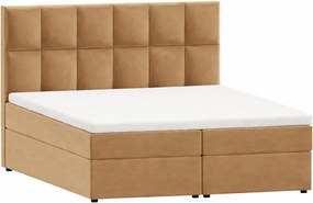 Okrovožltá boxspring posteľ s úložným priestorom 160x200 cm Flip – Ropez