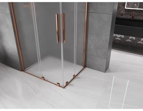 Mexen Velar Duo, sprchový kút s posuvnými dverami 100 x 90 cm, 8mm sklo námraza, ružové zlato, 871-100-090-32-60