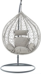 CH ZÁVESNÁ STOLIČKA SVETLOŠEDÁ, VANKÚŠ – ŠEDÝ, RÁM – ŠEDÝ 118X107X68CM