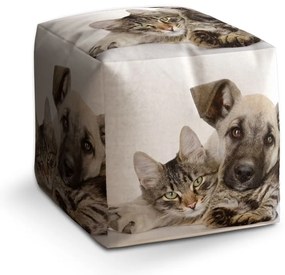 Taburet Cube mačička a šteniatko, béžová