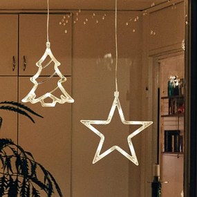 ACA Lighting LED vianočné stromček do okna, teplá biela farba, IP20, 3xAAA, prísavka