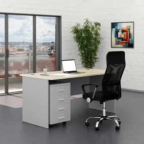 Zostava kancelárskeho nábytku SimpleOffice 1, 160 cm, sivá / dub svetlý