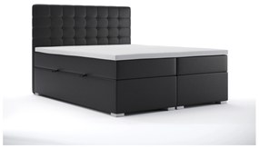 Manželská posteľ Boxspring 160 cm Clady (čierna ekokoža) (s úložným priestorom). Vlastná spoľahlivá doprava až k Vám domov. 1044199