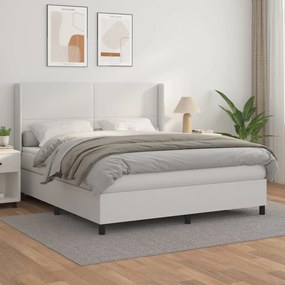 Boxspring posteľ s matracom biela 160x200 cm umelá koža 3132388