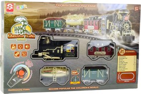 LEAN Toys Elektrický vlak Classic RC vlak Svetlá Zvuky Dym 206 cm 24 el.