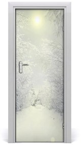 Fototapeta na dvere samolepiace les zima 75x205 cm