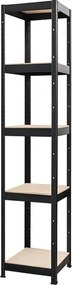 Regál 180x40x40 cm lakovaný 5-policový, nosnosť 875 kg - čierny