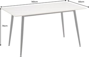 Keramický jedálenský stôl Garold 140 cm biely