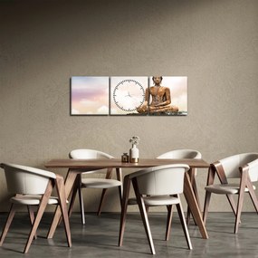 Obraz - Budha dozerajúci na zemi (s hodinami) (90x30 cm)