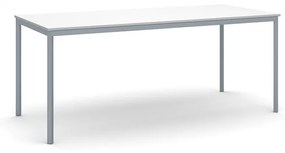 Stôl jedálenský, 1800 x 800 mm, tmavo sivá podnož, biela