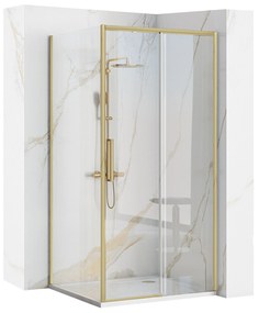 Rea Rapid Slide, sprchovací kút s posuvnými dverami 120(dvere) x 100(stena), 6mm číre sklo, zlatý matný profil, KPL-K5651