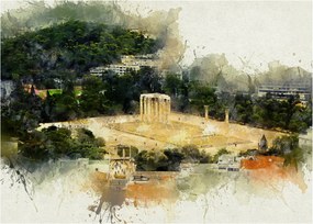 Sklenený obraz - Chrám Dia, Atény, Grécko (70x50 cm)