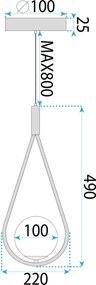 Toolight Toolight, stropné osvetlenie 1xE27 G111-1W, čierna, OSW-09736