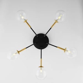 Jupiter 2040 - Luster na tyči BURANO 5xG9/10W/230V čierna/zlatá/číra