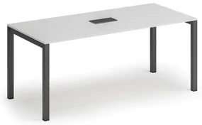 Rokovací stôl PRIMO SQUARE, 180x80 cm, biela + stolná zásuvka TYP I, čierna