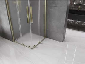 Mexen Velar Duo, sprchový kút s posuvnými dverami 90 x 90 cm, 8mm sklo námraza, zlatá lesklá, 871-090-090-32-50