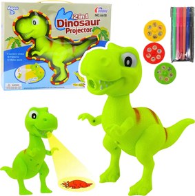 LEAN Toys Detský projektor Dinosaurus T-Rex na kreslenie 18 obrázkov fixky 2 v 1