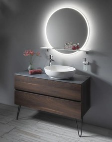 Sapho Sapho, VISO guľaté zrkadlo s LED osvetlením a policou, ø 80cm, biela mat, VS080-01