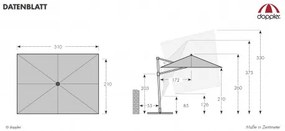 Doppler ACTIVE 320 x 210 cm - moderný slnečník s bočnou nohou - 2. akosť (S282)