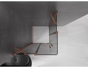 Mexen Velar Duo, sprchový kút s posuvnými dverami 90 x 90 cm, 8mm šedé sklo, ružové zlato, 871-090-090-42-60