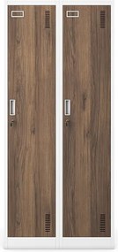 Zamestnanecká skrinka štvorkomorová biela/orech, 800x1800x500 mm: KACPER Eco Design