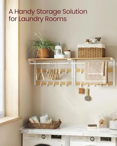 Nástenný vešiak s policou, dubová farba – biela