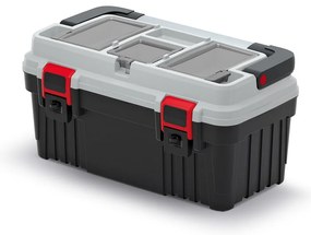 Kufor na náradie s kovovým držadlom 47 × 25,6 × 23,8 cm, organizéry, sivá