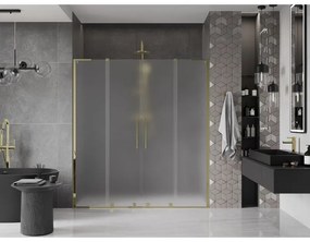 Mexen Velar L Duo, posuvné sprchové dvere do otvoru 200 cm, 8mm sklo námraza, zlatá lesklá, 871-200-003-32-50