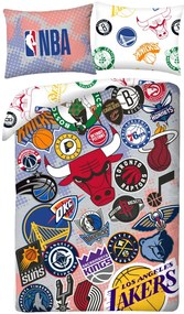 Obojstranné posteľné obliečky z mikrovlákna NBA – motív TOP Teams - 140 × 200 cm + 70 × 90 cm - zapínanie na zips