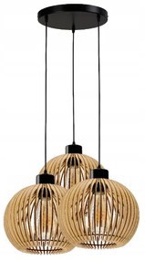 BERGE Stropné LED svietidlo LOFT 3xE27 - WOOD - čierne